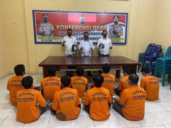 Polres Labuhanbatu Amankan 12 Tersangka Narkoba