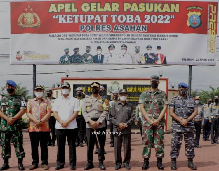 Jelang Idhul Fitri 1443 H Polres Asahan Apel Gelar Pasukan Dipimpin Bupati