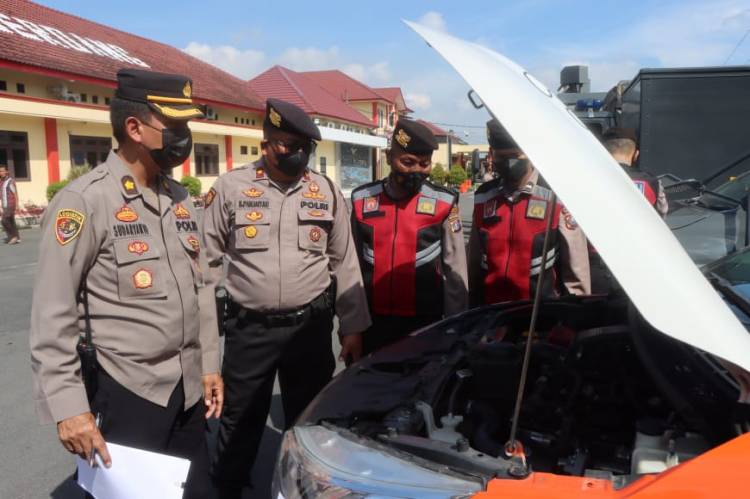 Polresta Deli Serdang Cek Kendaraan Dinas Jelang Pilkades