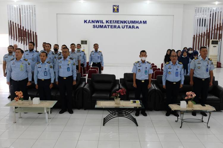 Penyerahan Zakat Fitrah Pegawai di Lingkungan Kemenkumham Kepada Baznas 1444 H, Kanwil Kumham Sumut Hadir Virtual