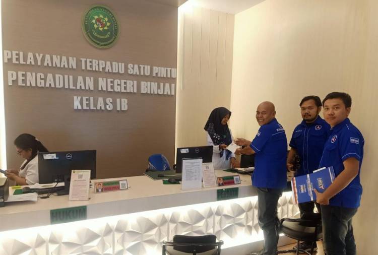 Lawan Moeldoko Cs, Demokrat Binjai Datangi Pengadilan Negeri