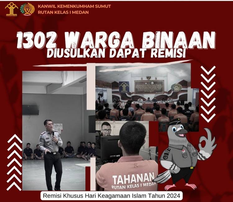 Rutan Medan usulkan 1302 warga binaan untuk dapat remisi khusus hari raya idul Fitri