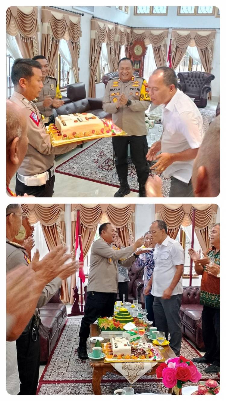 Bupati Humbahas Dapat Kejutan Kue Ulang Tahun Dari Kapolres