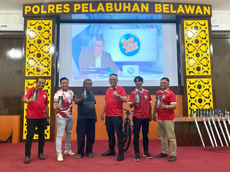 Nobar Semifinal AFC U23 Di Polres Pelabuhan Belawan Berlangsung Meriah