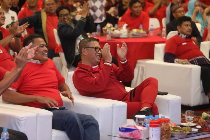 Serunya Nobar Bersama Kapolda Sumut: Piala Asia AFC Qatar U23 Indonesia vs Uzbekistan di Wisma Benteng Medan