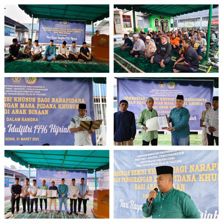 85 orang Narapidana Rutan Kelas IIB Tarutung mendapatkan Remisi Khusus Idul Fitri