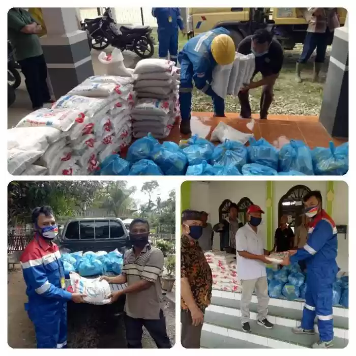 Aksi Tanggap Banjir, Pertamina EP Rantau Field, Beri Bantuan Sembako Di 3 Kampung