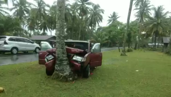 Tabrak Pohon,  Mobil Rombongan Ringset dan dua Meninggal  