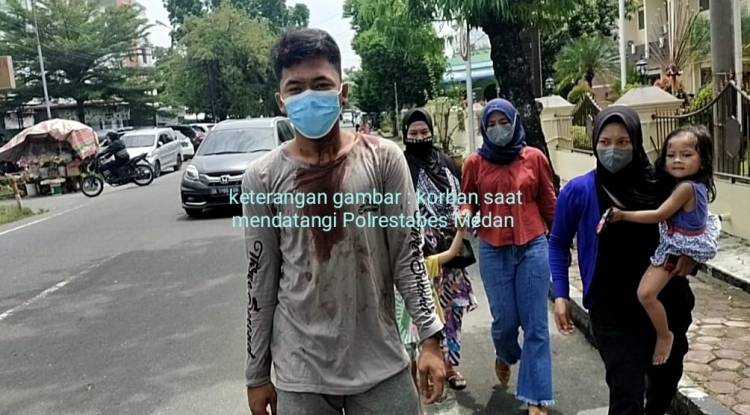 Warga Pasar 9 Tembung Kondisi Berdarah Datang ke SPKT Polrestabes Medan