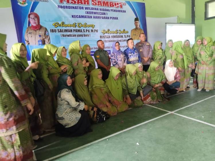 Pisah Sambut Korwilcam Hamparan Perak Salimah Pama dengan Pejabat Purna Bakti
