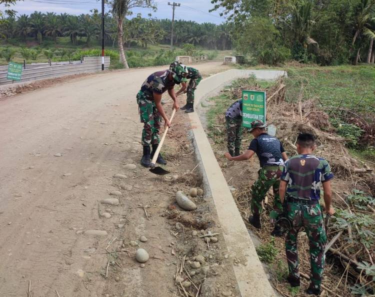 Selain Bronjong Kawat, Jalan TMMD Kodim Deliserdang Juga Diperkuat Konstruksi TPT 72 Meter