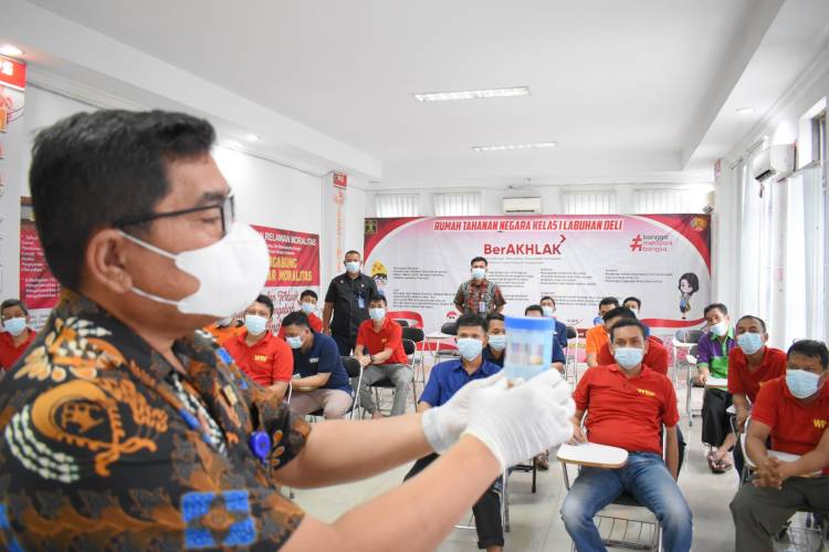 Cegah Penyalahan Narkoba, Warga Binaan Rutan Labuhan Deli , Kanwil Kemenkumham Sumut Lakukqn Tes Urine