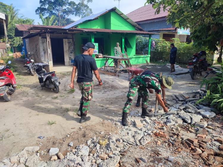 Tambah Nilai Estetika, Satgas TMMD Kodim Deliserdang Garap Halaman RTLH