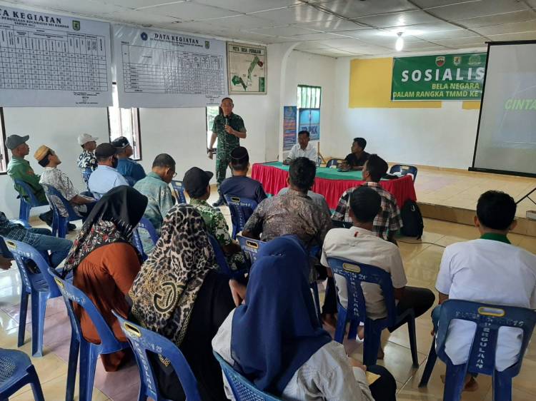 Bangkitkan Nasionalisme Warga Desa, Satgas TMMD 116 Kodim 0204/DS Gelar Sosialisasi Bela Negara