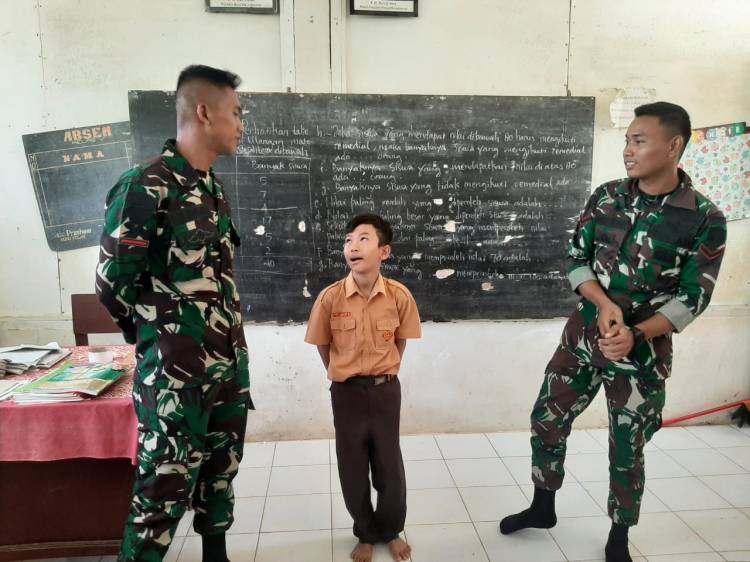 Bina Mental Murid, Satgas TMMD Kodim Deliserdang Kembali Datangi SDN Rambung Sialang