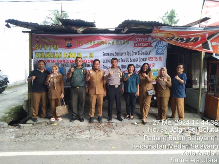 Polsek Medan Baru Pasang Spanduk Himbauan Stop Kenakalan Remaja di Jalan Sei Blutu