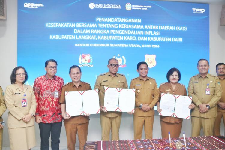 Penandatanganan Kesepakatan KAD Karo, Dairi dan Langkat, Pj Gubernur Sumut Terus Dorong Upaya Pengendalian Inovasi Pemkab/Pemko