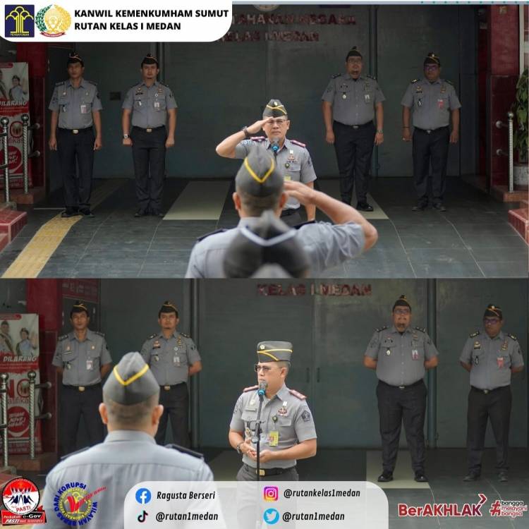 Apel pagi petugas rutan  Kelas 1 Medan