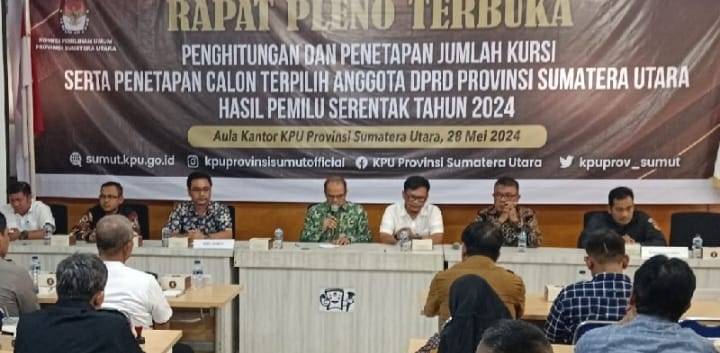 KPU Sumut Gelar Rapat Pleno penghitungan jumlah kursi Calon terpilih anggota DPRD Sumut