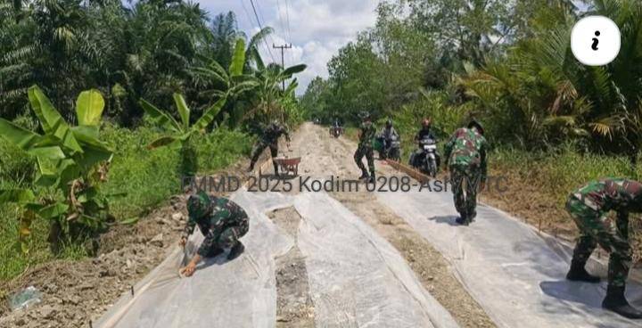 Proses Pembangunan Jalan Rabat Beton TMMD Kodim 0208 Asahan