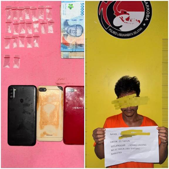 Polres Labusel Tangkap Pengedar Sabu di Kota Pinang Pemasok Buron