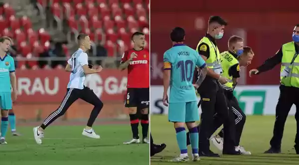Laga Real Mallorca VS Barcelona, Penggemar Masuk kelapangan