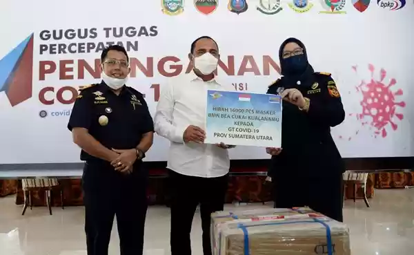 GTPP Covid-19 Sumut Terima Hibah Puluhan Ribu Masker dari Tiongkok dan DJBC