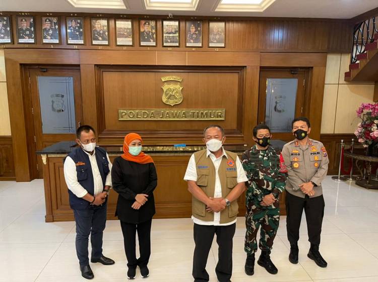 Antisipasi Peningkatan Kasus Covid-19 di Jatim, Forkopimda Gelar Rapat Koordinasi bersama BNPB di Polda Jatim