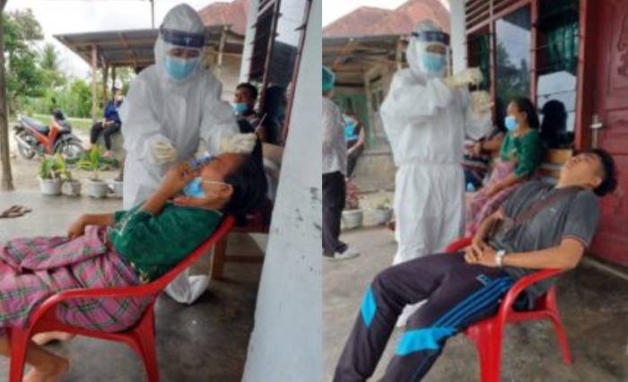 Bhabinkamtibmas Dampingi Tim Gugus Tugas Lakukan  Rapid Test Antigen Warga Desa Bakaran Batu