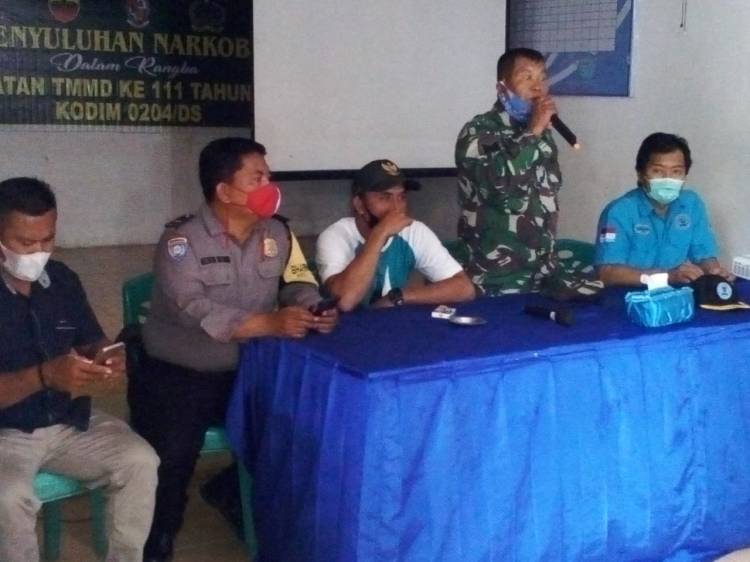 Gandeng BNNK Deliserdang, Satgas TMMD Kodim 0204/DS Warning Warga Dampak Narkoba