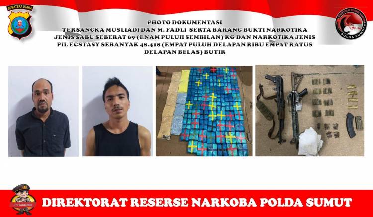 Poldasu Tangkap 3 Jaringan Narkoba Internasional, Disita Sabu 89 kg Dan 2 Senjata Laras Panjang