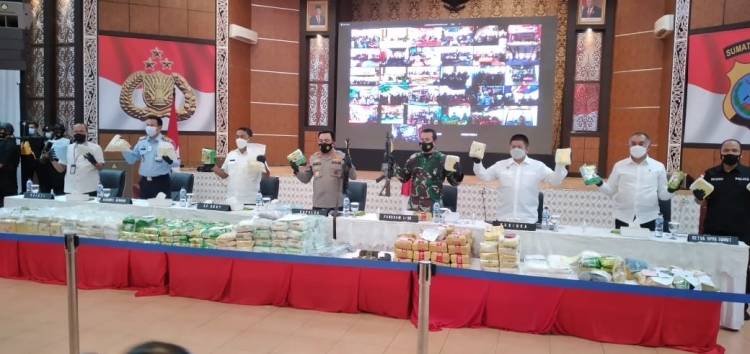 Kapolda Sumut Pimpin Pres Rilis Pengungkapan Kasus Narkoba Selama 2 Bulan
