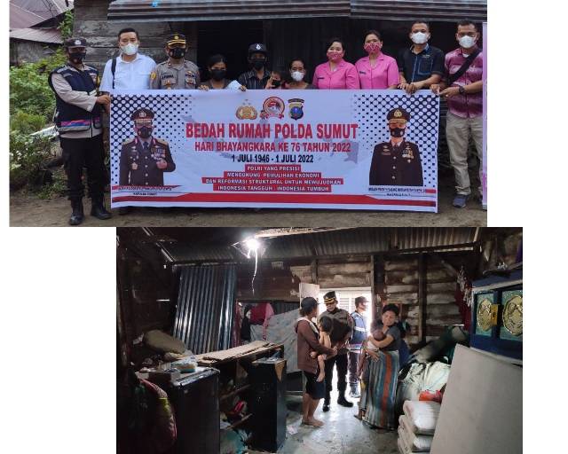 Sambut Hari Bhayangkara ke-76, Polres Simalungun Bedah Rumah Masyarakat Kurang Mampu