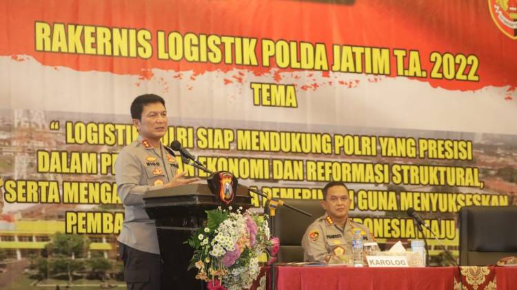 Kapolda Jatim Beri Arahan Rakernis Fungsi Logistik dan Pelatihan Operator Aplikasi Simak Sakti BMN