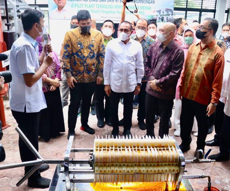 Bobby Nasution Bersama Menteri Koperasi dan UKM Tinjau Produksi Minyak Goreng Merah, Ini Harapanya