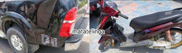 Double Cabin Milik Dinas PUPR Asahan Kontra Pengendara Honda Beat.