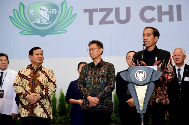 Resmikan Tzu Chi Hospital, Menhan Prabowo Dampingi Presiden Jokowi