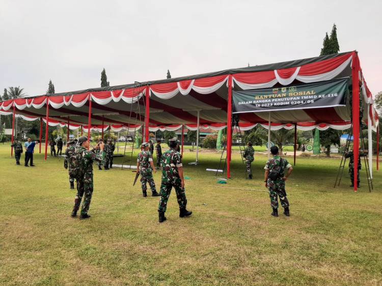 Kerja Bakti Satgas Kodim Deliserdang Siapkan Lokasi Penutupan TMMD Ke-116