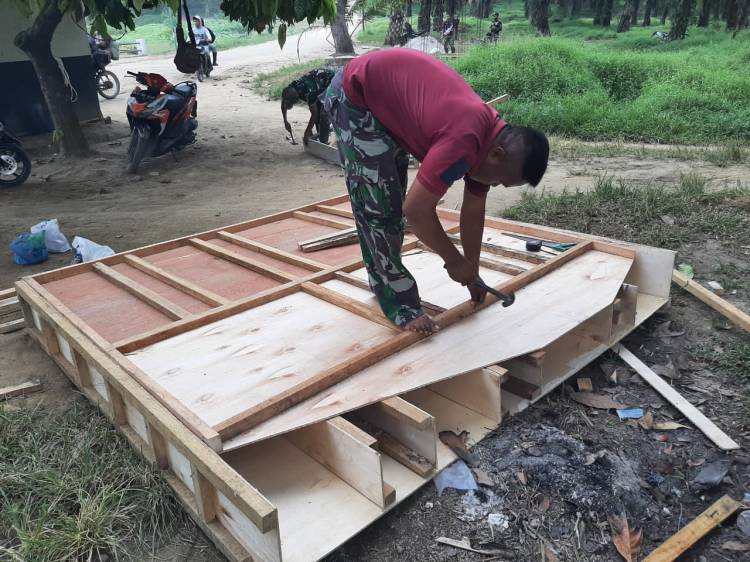 Pembuatan Tugu TMMD 116, Satgas Kodim Deliserdang Lakukan Kerja Ekstra