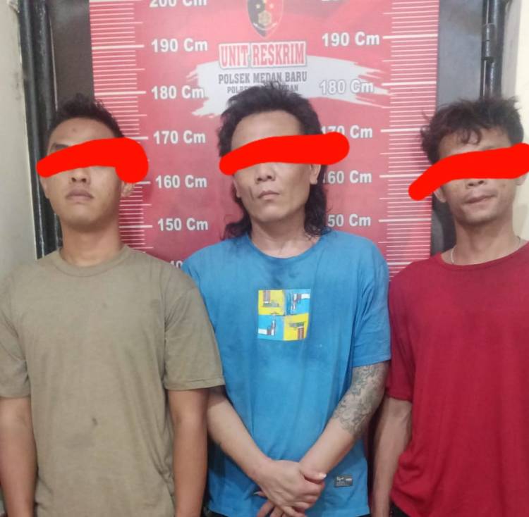 Reskrim Polsek Medan Baru Amankan Tiga Orang Pengedar Sabu di Jalan Sejati