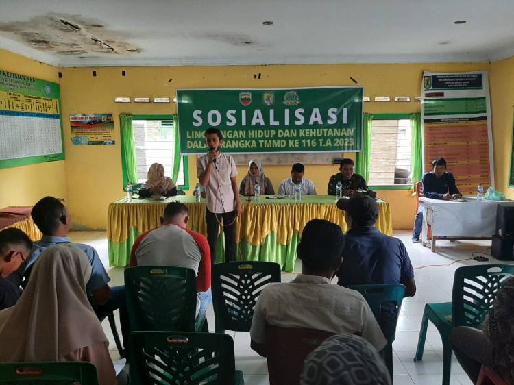 Bersama Dinas LH dan Kehutanan Sergai, Satgas TMMD Kodim Deliserdang Sosialisasikan Bahaya Karhutla