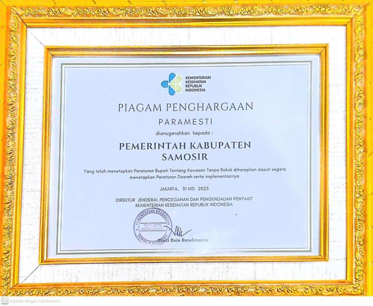 Pemkab Samosir Terima Penghargaan Paramesti dari Kemenkes RI