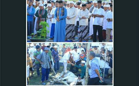 Diusia 24 Tahun Kecamatan Kualuh Keidong, Untuk Pertama Kalinya Warga Shalat Ied Bersama Bupati Labuhanbatu Utara