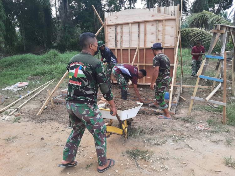 Tinggal 6 Hari, Satgas Kodim Deliserdang Kebut Pembangunan Tugu TMMD Ke-116