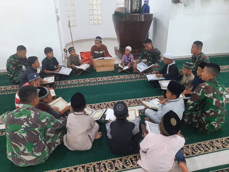 Ciptakan Generasi Tahfiz Al Qur'an, Satgas TMMD Kodim Deliserdang Kolaborasi dengan BKM Masjid Al Ikhlas