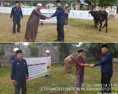 PT KINRA Serahkan Hewan Qurban Kepada Karyawan dan Masyarakat Sekitar KEK Sei Mangkei