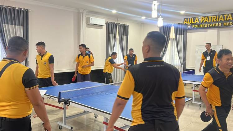 Meriahkan HUT Bhayangkara ke-78, Polrestabes Medan Gelar Kejuaraan Tenis Meja Kapolrestabes Medan CUP 2024