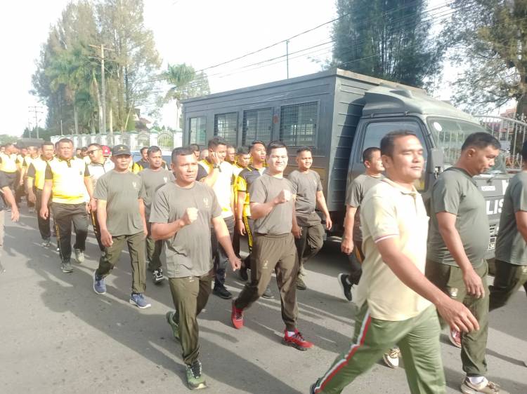 Sambut HUT Kodam I/BB Dan Bhayangkara ke-78, Kodim 0205/TK Gelar Olahraga Bersama Polres Tanah Karo