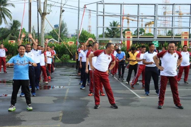 Sambut Hut Polri, Polres Belawan Gelar Olahraga Gabungan