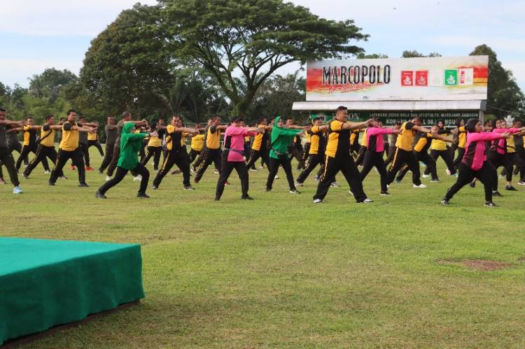 Polres Simalungun dan Kodim 0207/Simalungun Gelar Olah Raga Bersama Peringati Hari Bhayangkara Ke-78